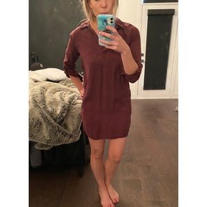 Burgundy shirt dress